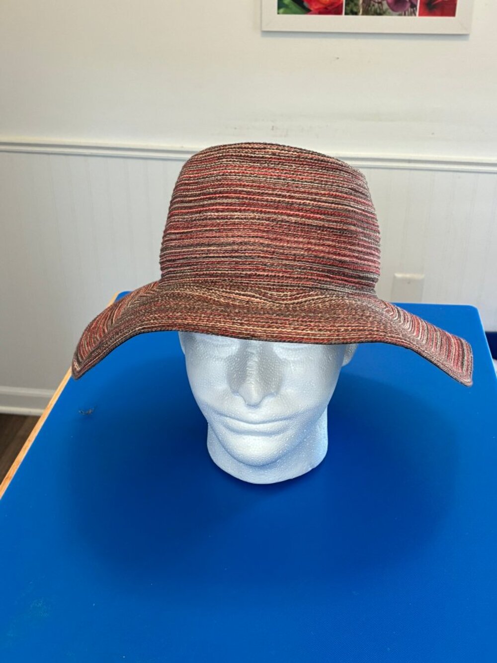 Wallaroo Sydney Diva Sun Hat Wide Brim Adjustable Packable Red Brown Multi O/S